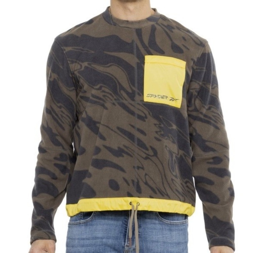 New $89 Spyder Men's Brown Long Sleeve Crewneck‎ Fleece Lounge Shirt Size Medium